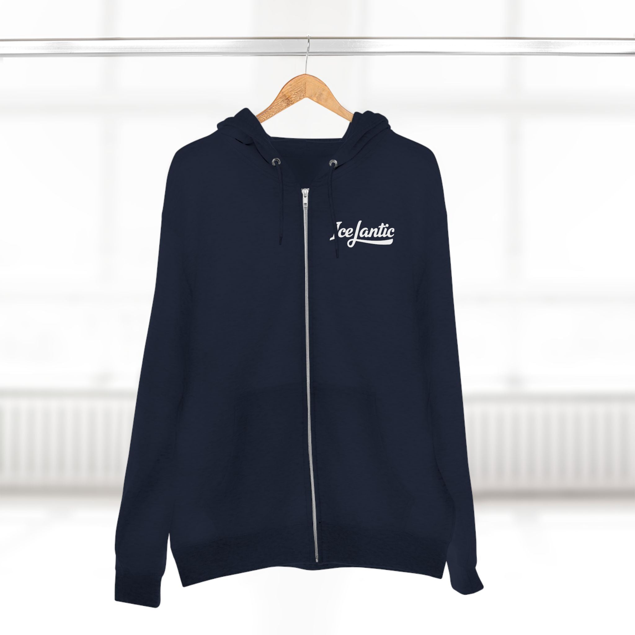 IceLantic Studios Zip Hoodie — Script Logo Full-Zip Hooded Sweatshirt