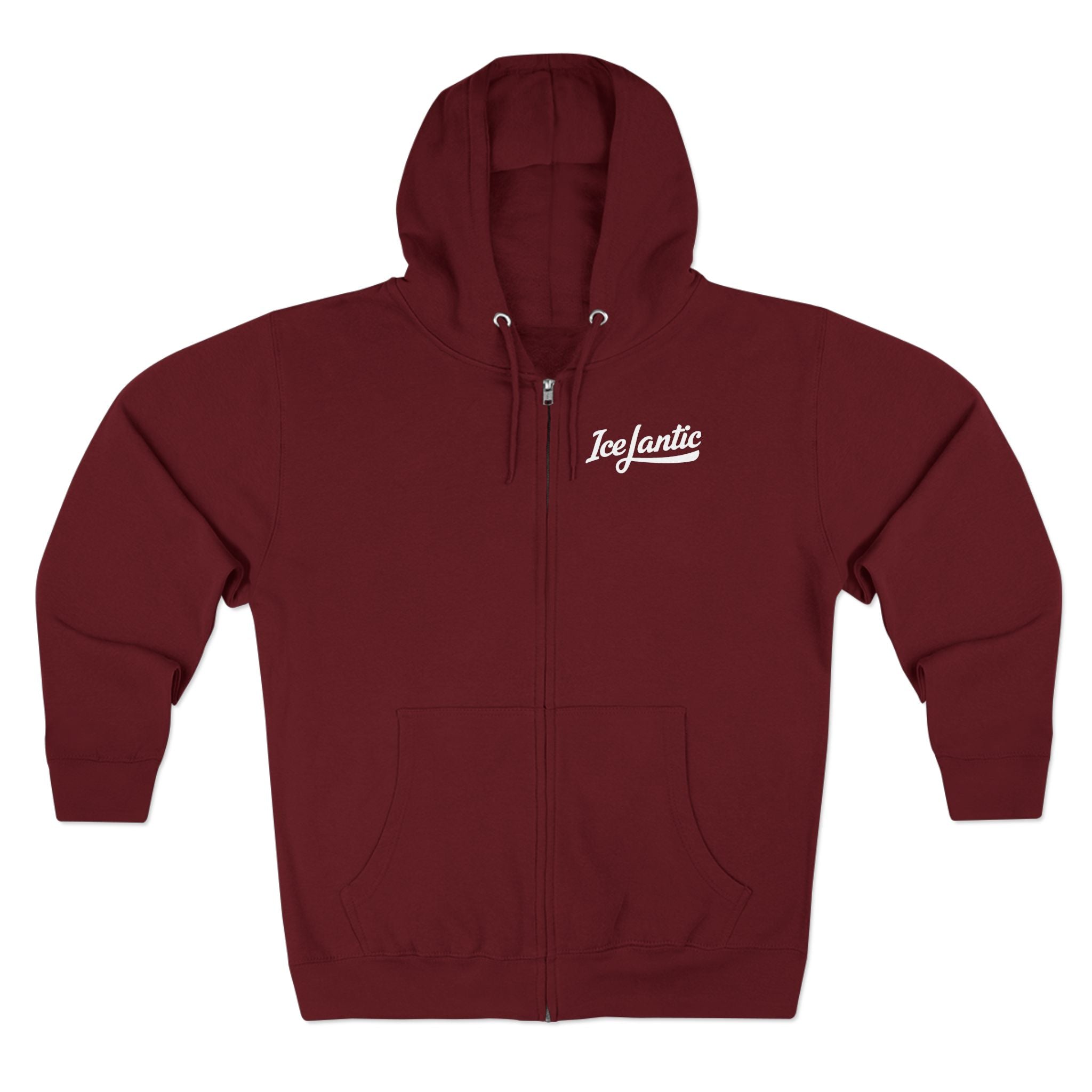 IceLantic Studios Zip Hoodie — Script Logo Full-Zip Hooded Sweatshirt
