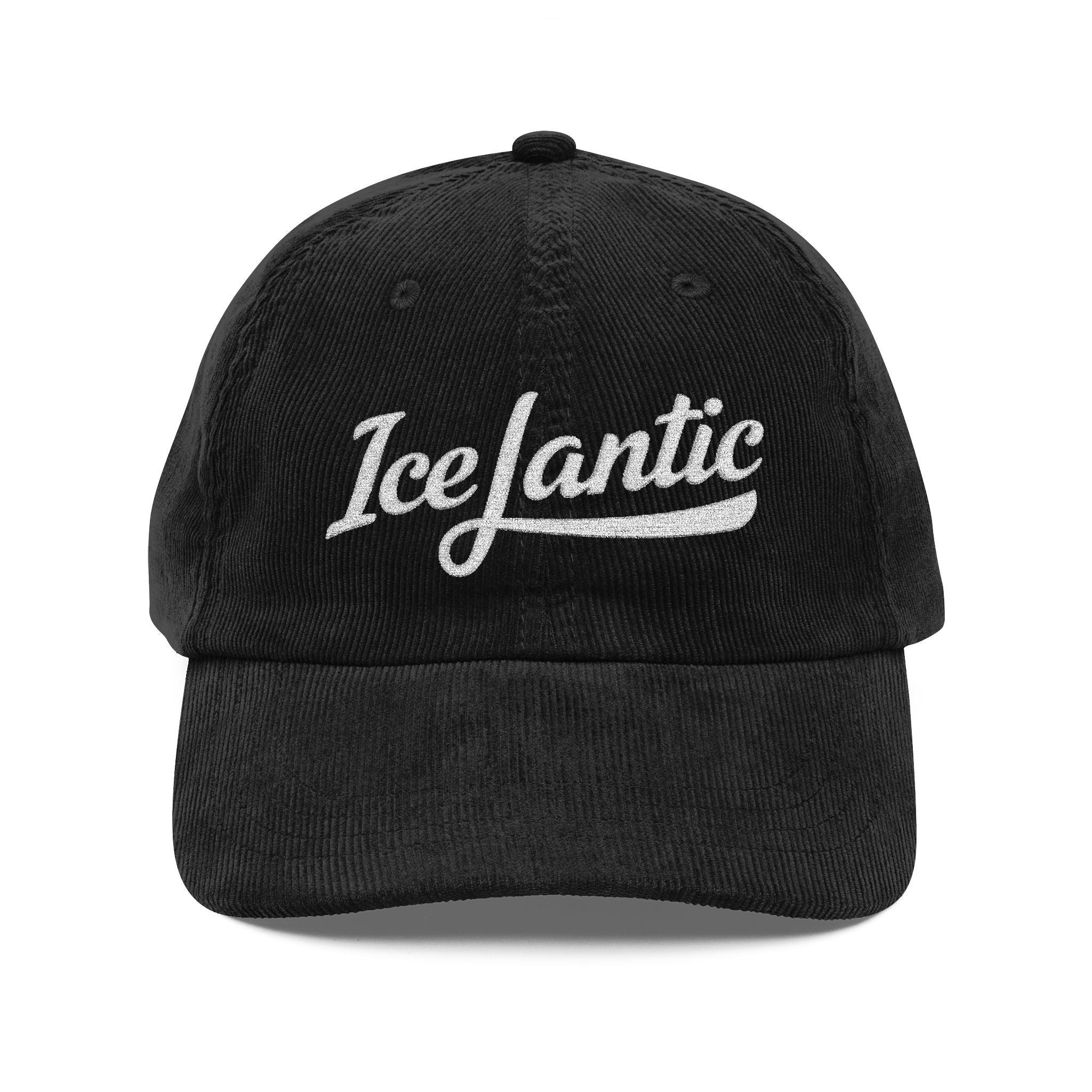Vintage Corduroy Baseball Cap — Embroidered "IceLantic" Script