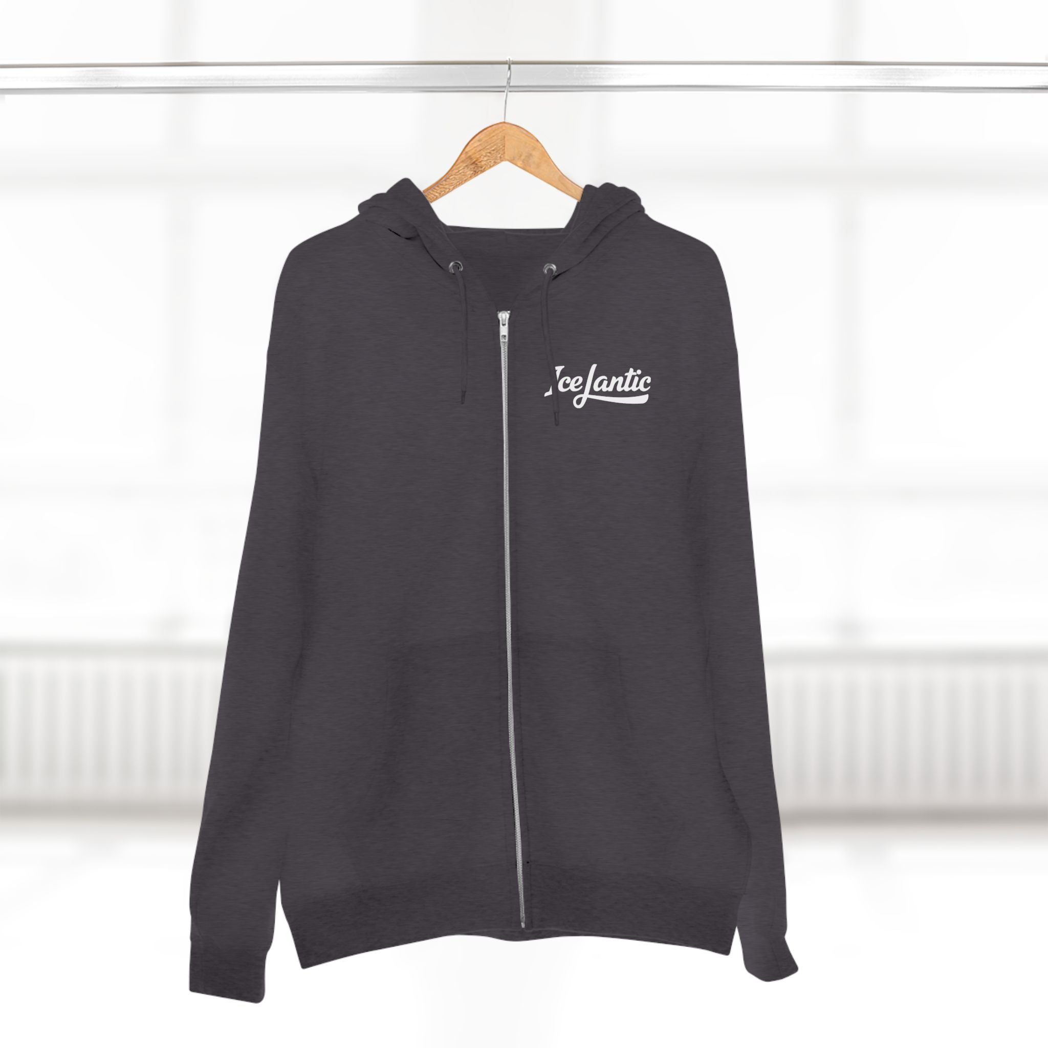 IceLantic Studios Zip Hoodie — Script Logo Full-Zip Hooded Sweatshirt
