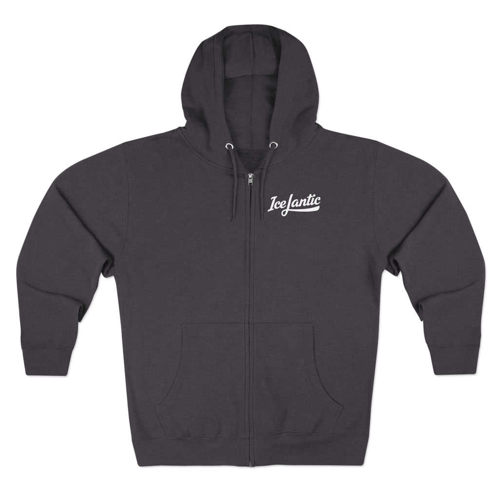IceLantic Studios Zip Hoodie — Script Logo Full-Zip Hooded Sweatshirt