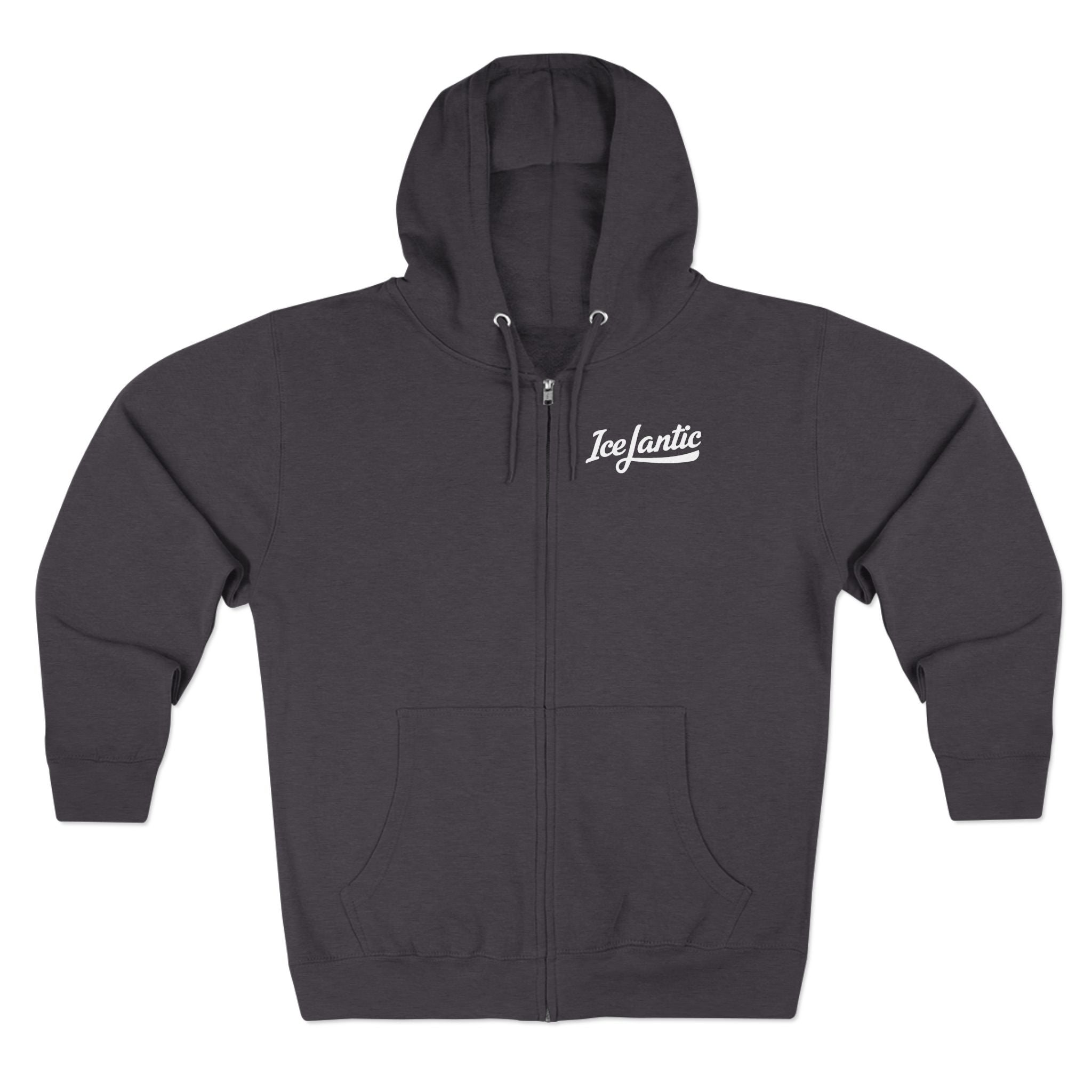 IceLantic Studios Zip Hoodie — Script Logo Full-Zip Hooded Sweatshirt