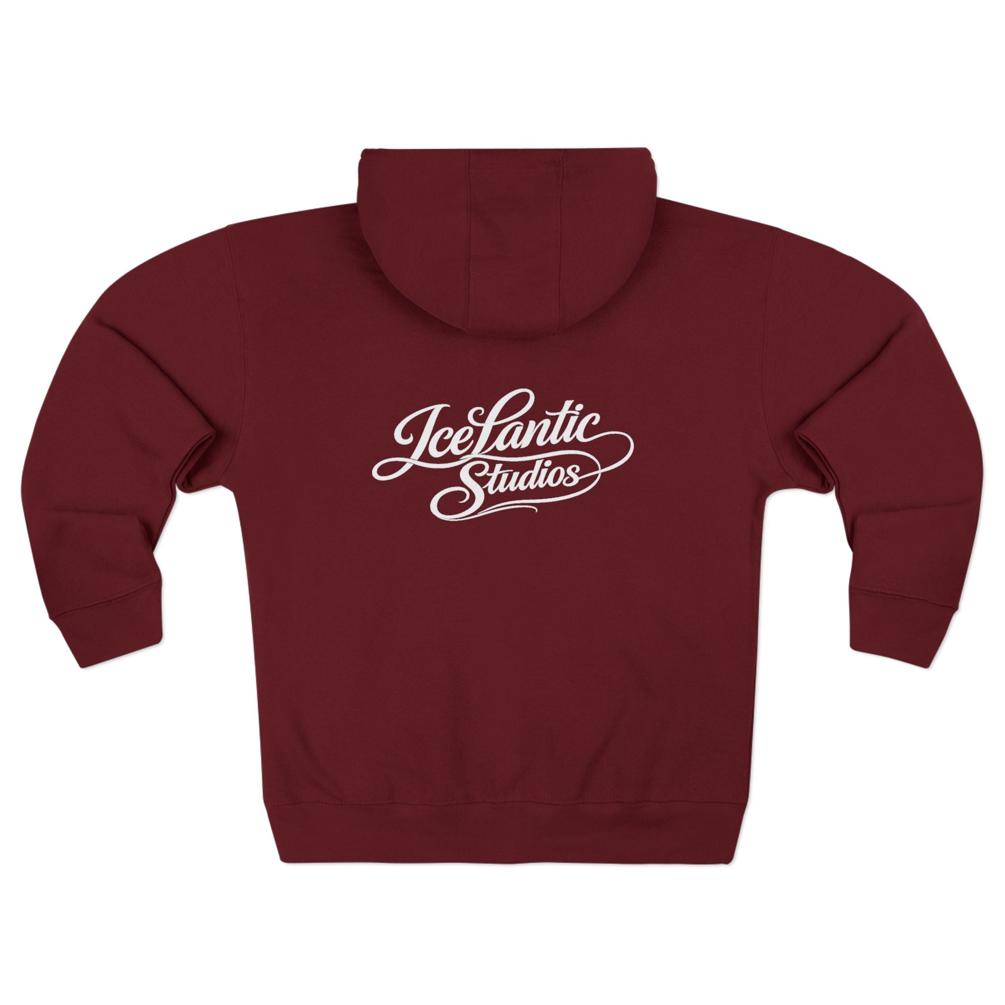 IceLantic Studios Zip Hoodie — Script Logo Full-Zip Hooded Sweatshirt