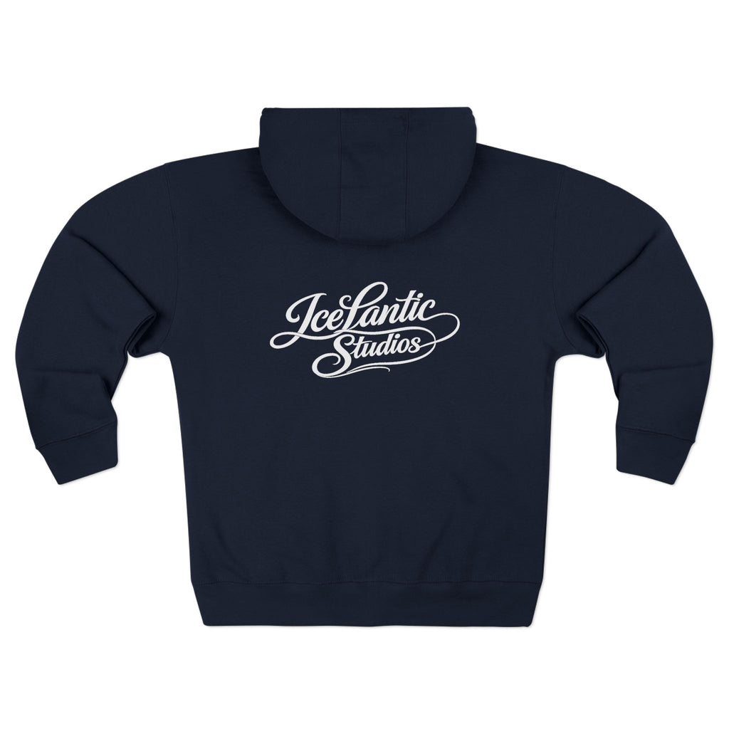 IceLantic Studios Zip Hoodie — Script Logo Full-Zip Hooded Sweatshirt