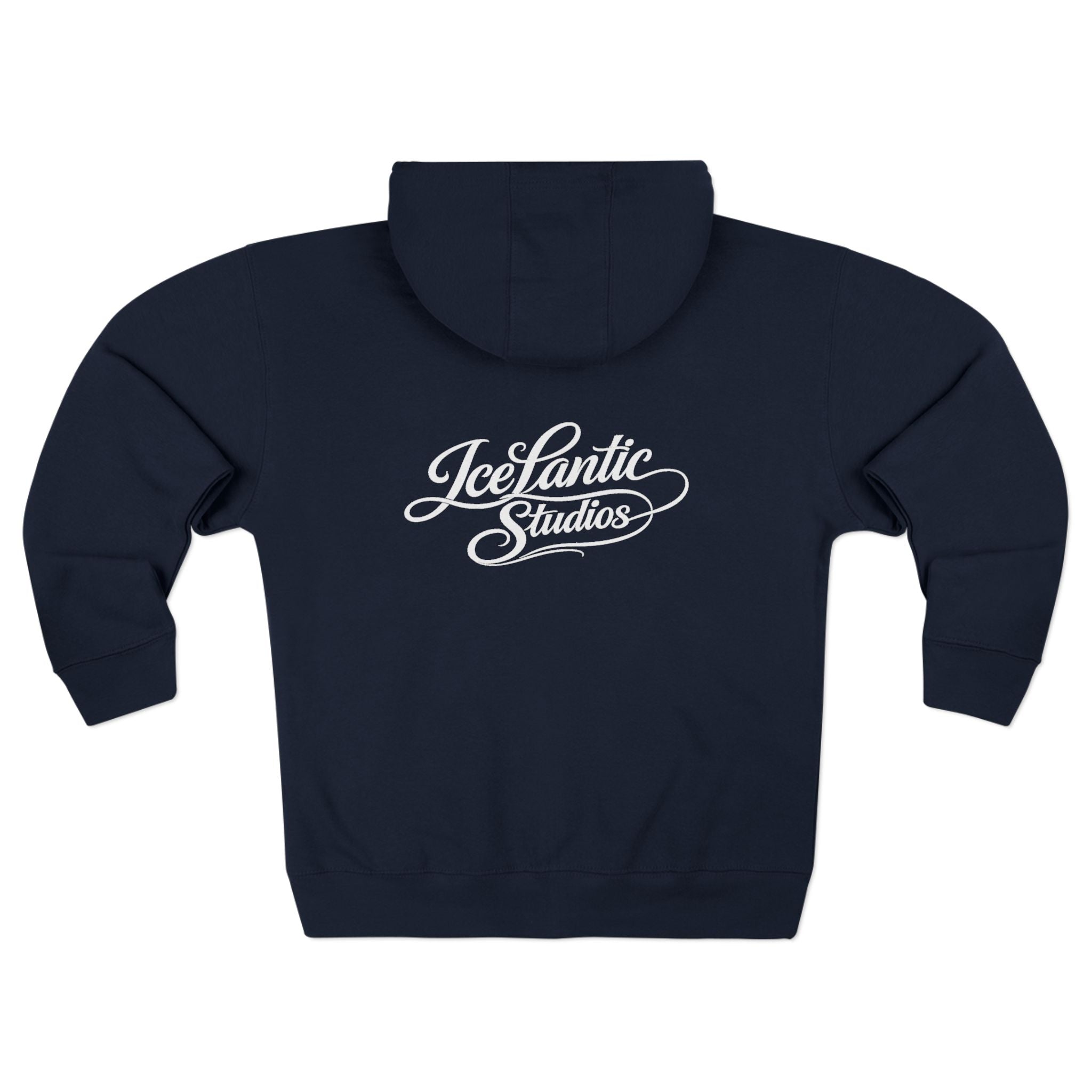 IceLantic Studios Zip Hoodie — Script Logo Full-Zip Hooded Sweatshirt