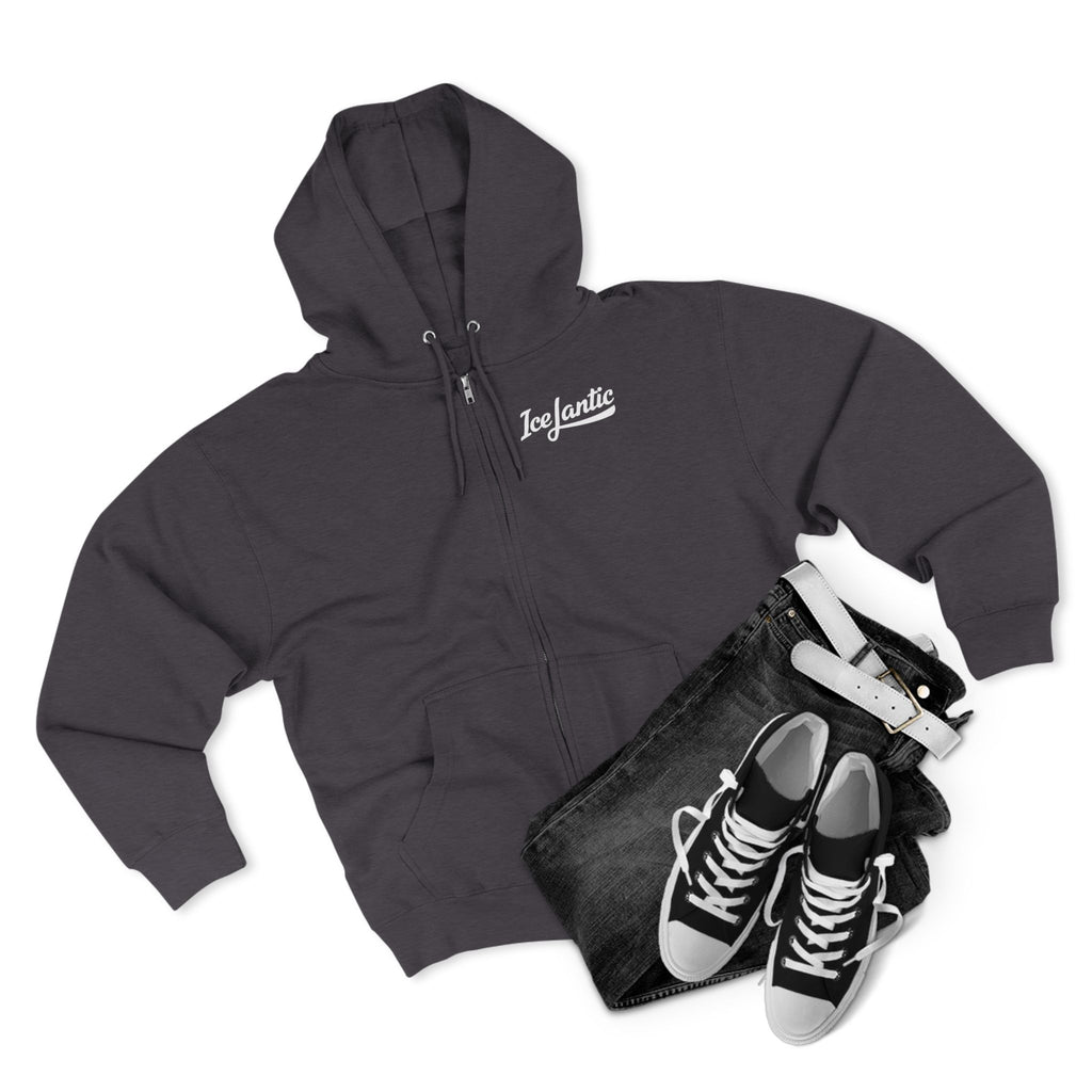 IceLantic Studios Zip Hoodie — Script Logo Full-Zip Hooded Sweatshirt
