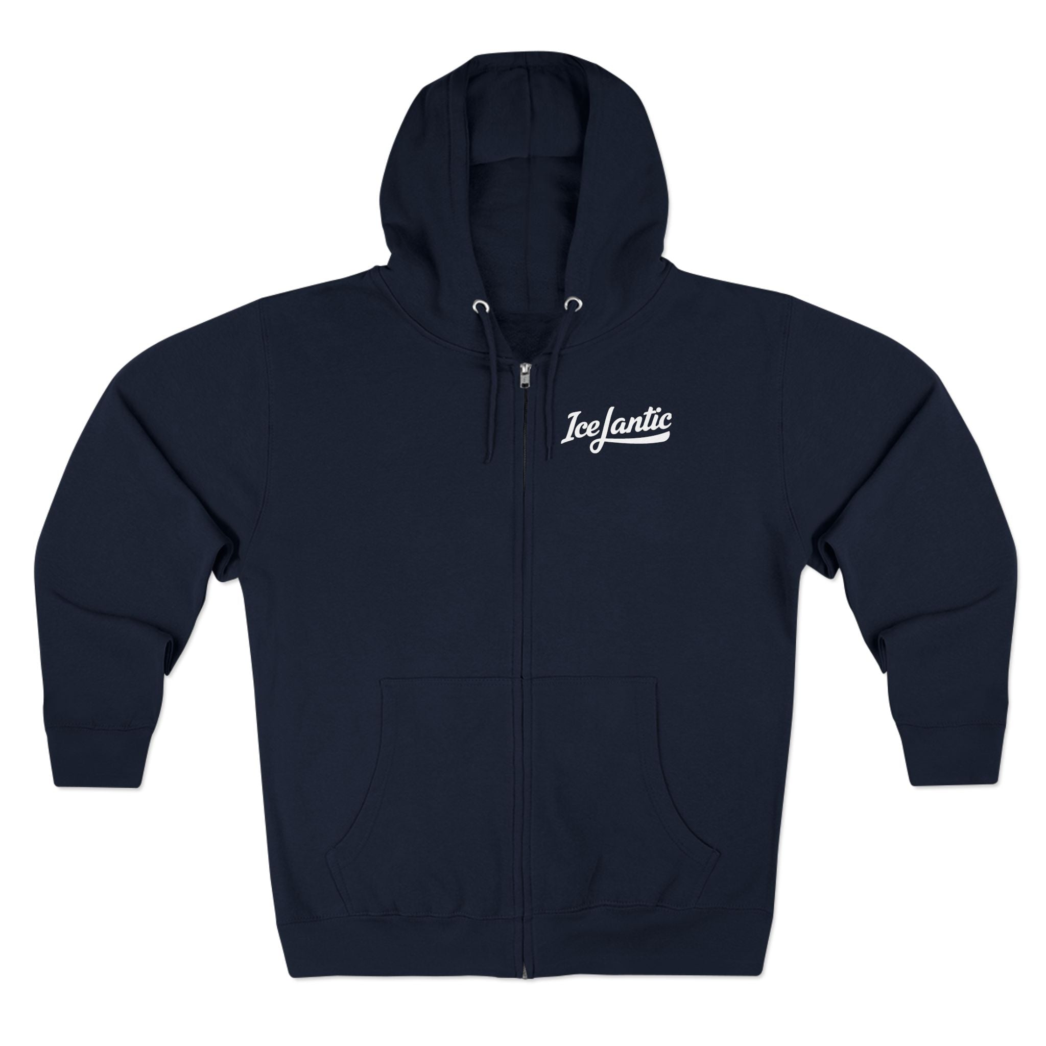 IceLantic Studios Zip Hoodie — Script Logo Full-Zip Hooded Sweatshirt