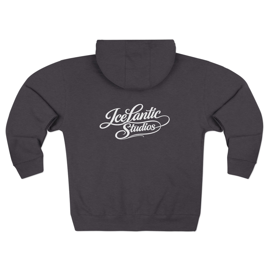 IceLantic Studios Zip Hoodie — Script Logo Full-Zip Hooded Sweatshirt