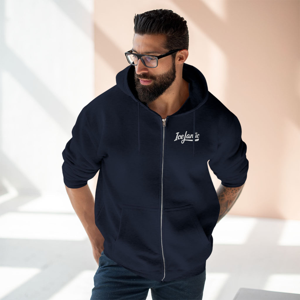 IceLantic Studios Zip Hoodie — Script Logo Full-Zip Hooded Sweatshirt